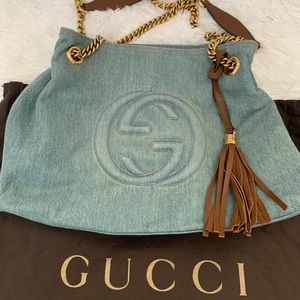 GUCCI DENIM SOHO CHAIN TOTE